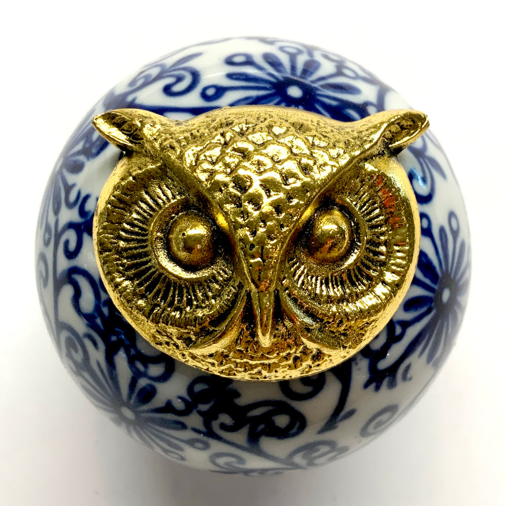 Ceramic Ball Frame with Owl / Slight Imperfections (2
