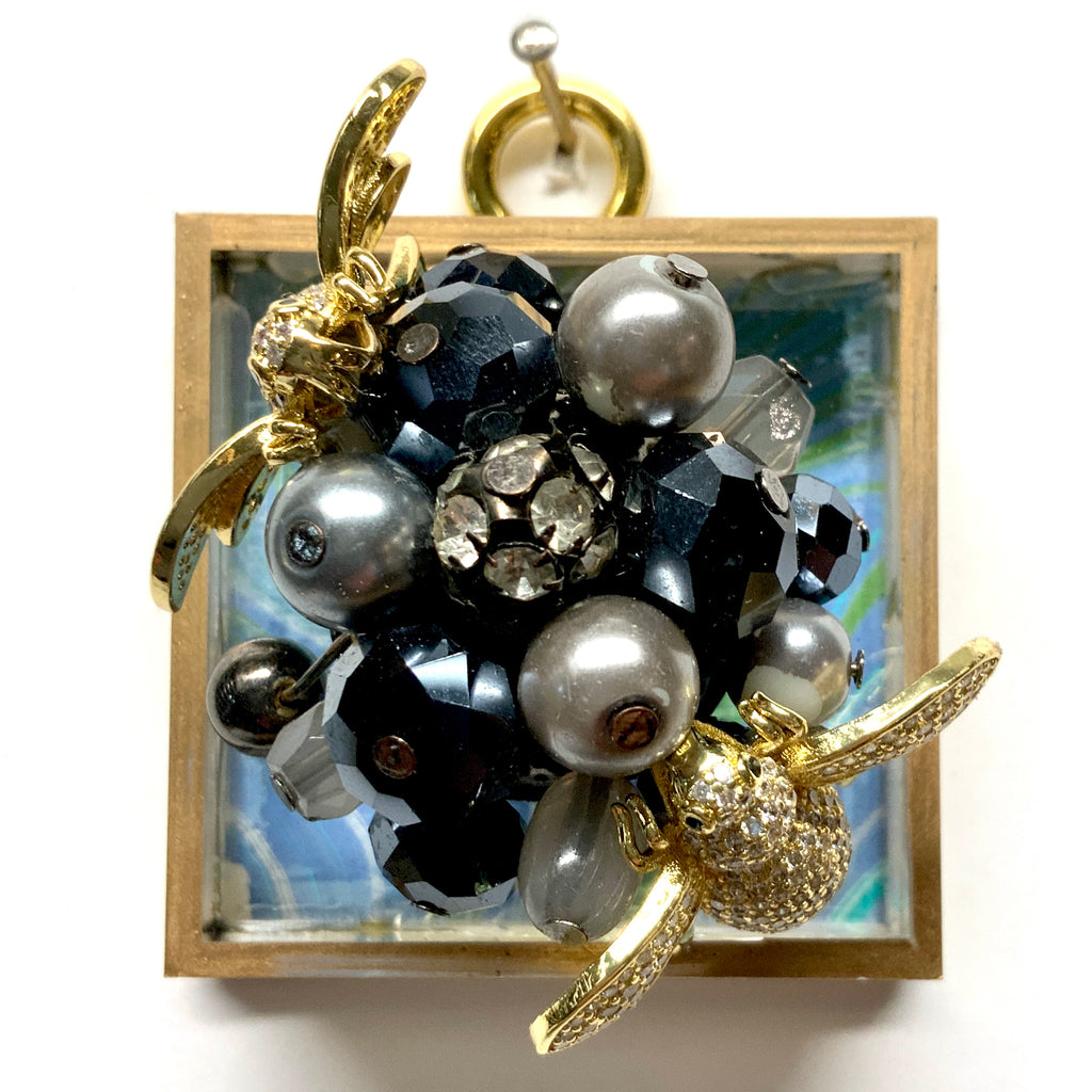 Acrylic Frame with Sparkle Bees on Brooch / Slight Imperfections (2