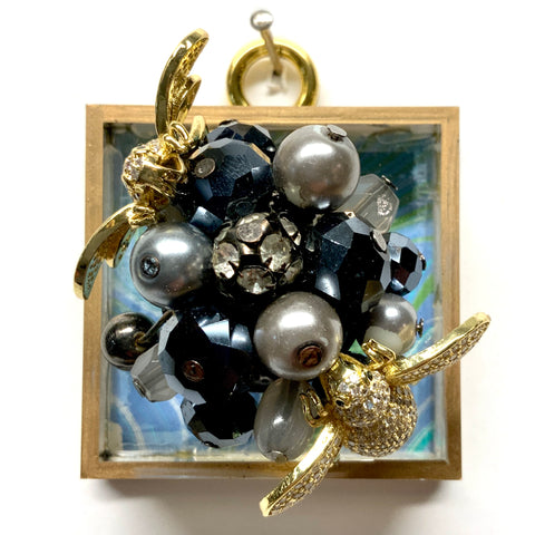 Acrylic Frame with Sparkle Bees on Brooch / Slight Imperfections (2