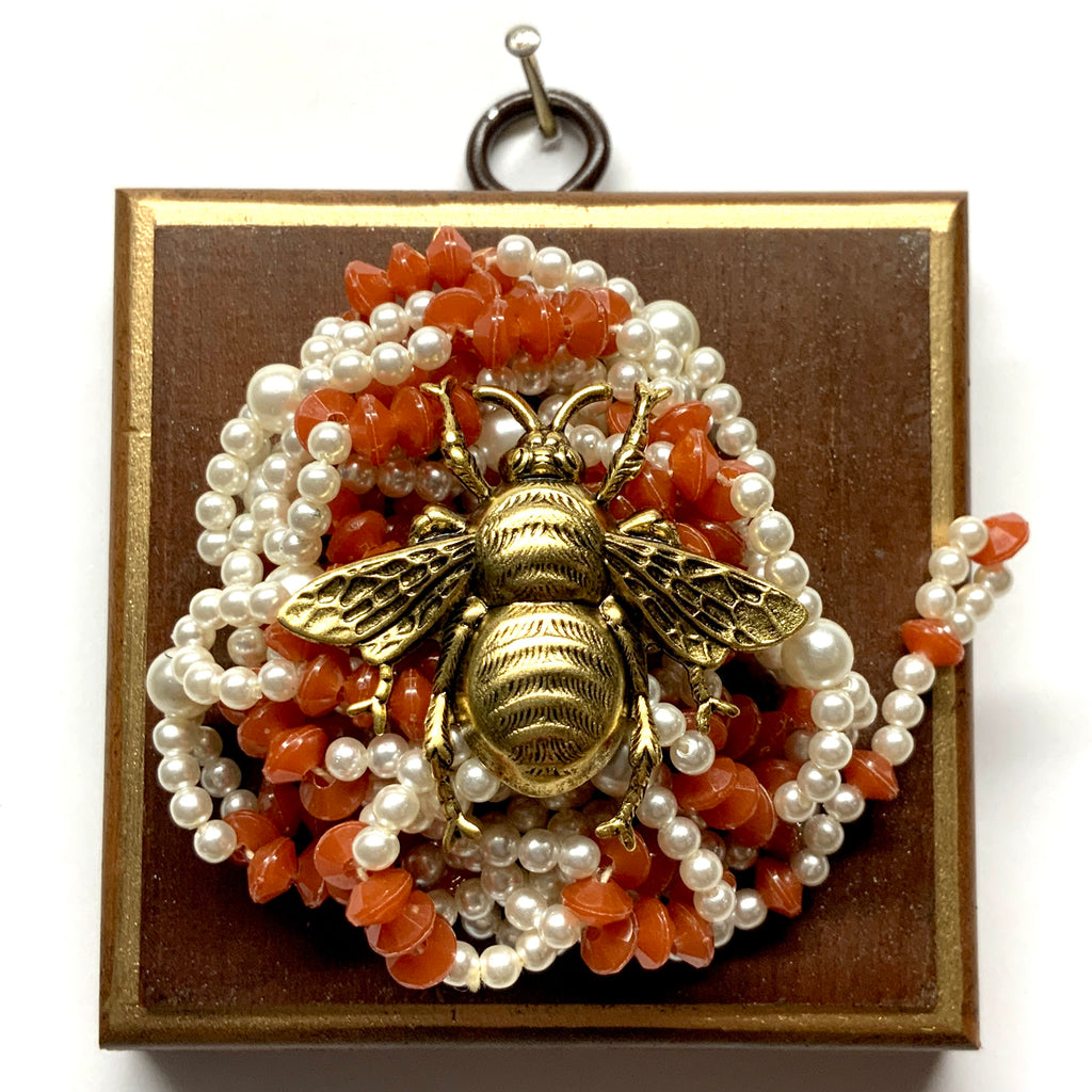 Wooden Frame with Grande Bee on Necklace (3.25