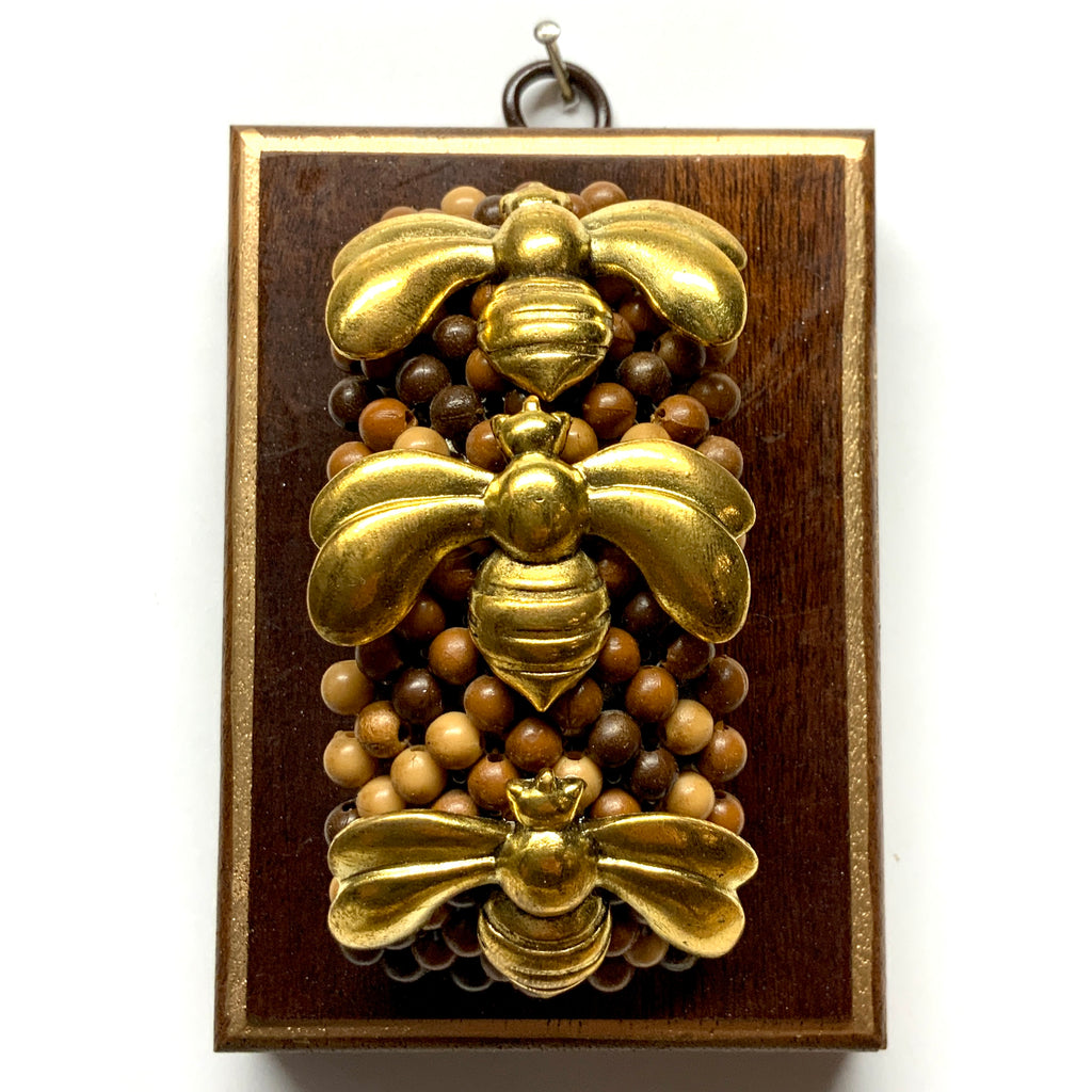 Wooden Frame with Deco Bees on Bracelet (3.25