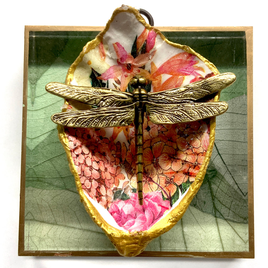 Acrylic Frame with Dragonfly on Oyster Shell / Slight Imperfections (4