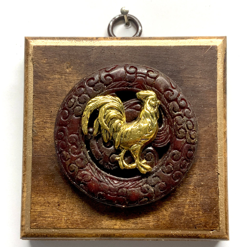 Wooden Frame with Rooster on Jade (3.25