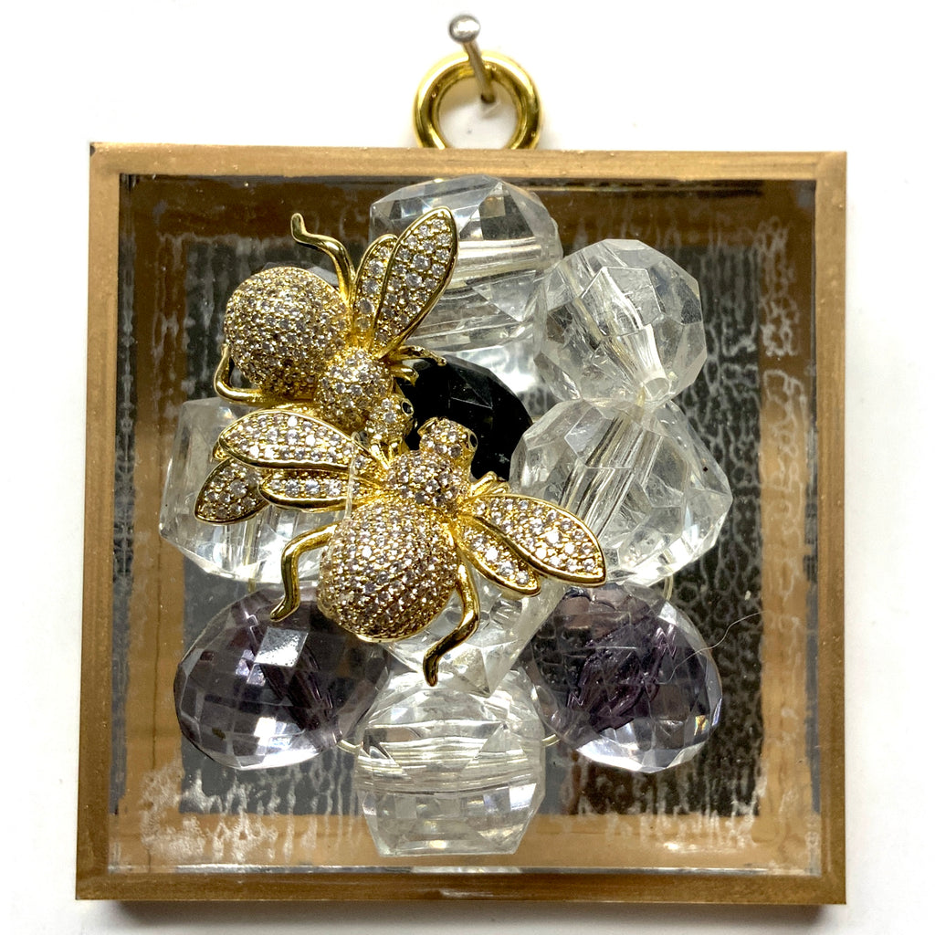 Acrylic Frame with Sparkle Bees on Brooch / Slight Imperfections (3