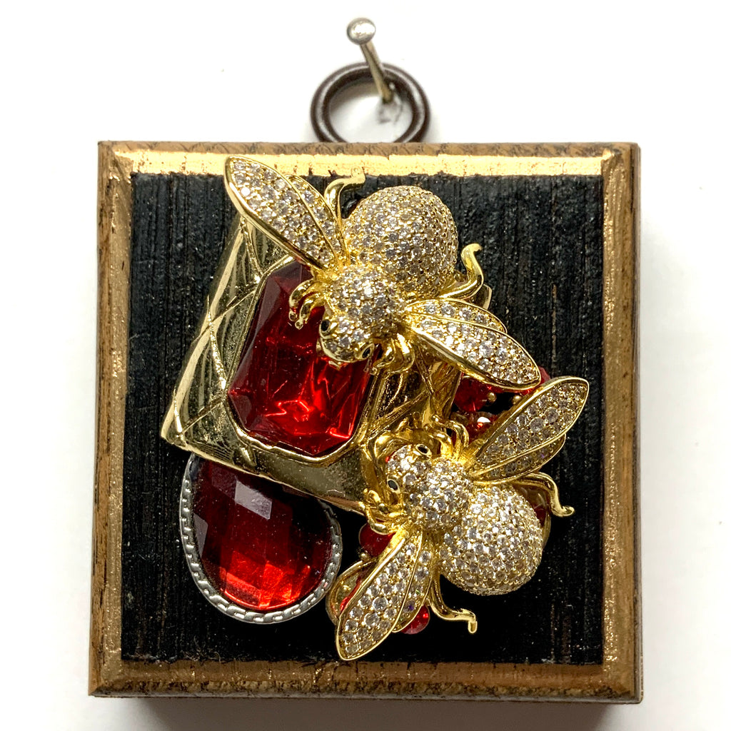 Bourbon Barrel Frame with Sparkle Bees on Brooch (2.5