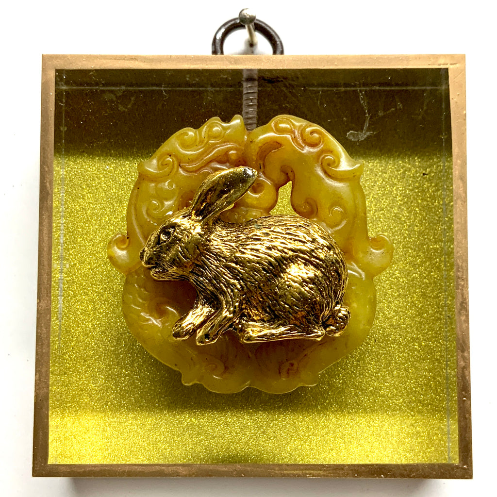 Acrylic Frame with Bunny on Jade / Slight Imperfections (3