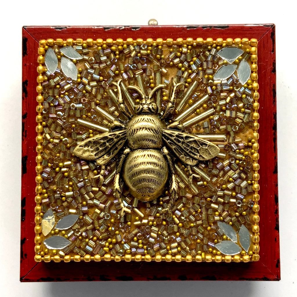 Modern Lacquered Frame with Grande Bee on Beaded Block (3” wide)