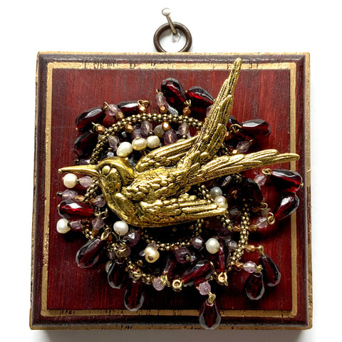 Painted Frame with Bird on Necklace (4