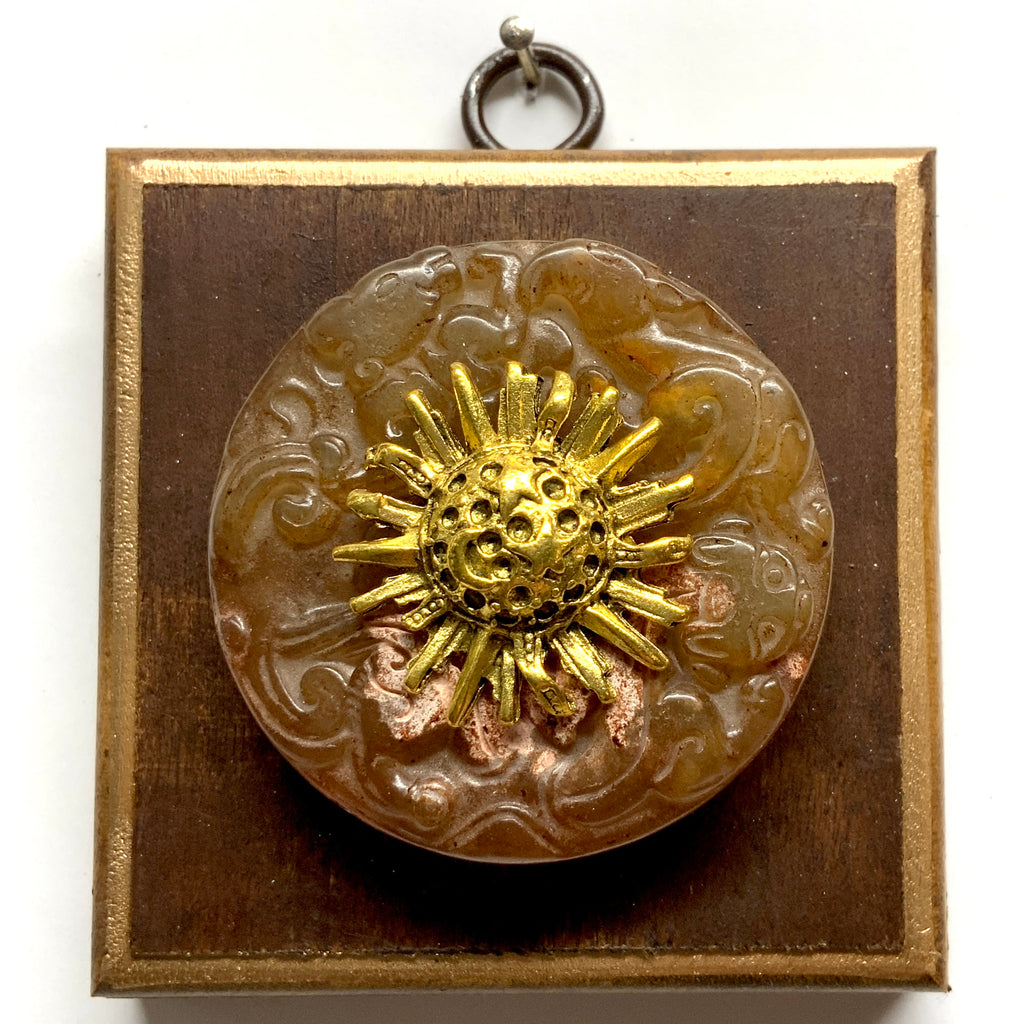 Wooden Frame with Sun on Jade (3.25