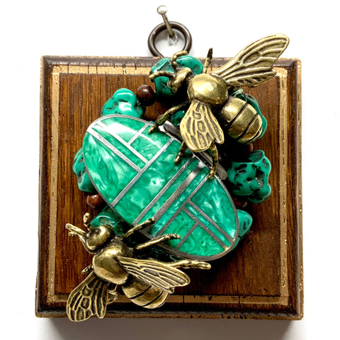 Wooden Frame with Bees on Necklace (3.25