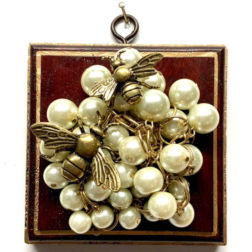 Painted Frame with Bees on Pearls (4