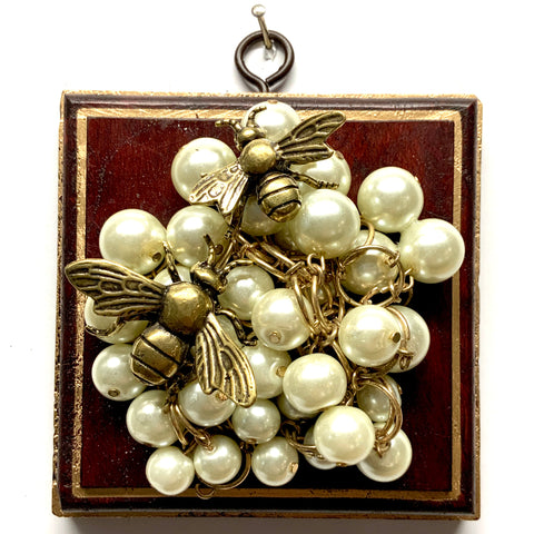 Painted Frame with Bees on Pearls (4