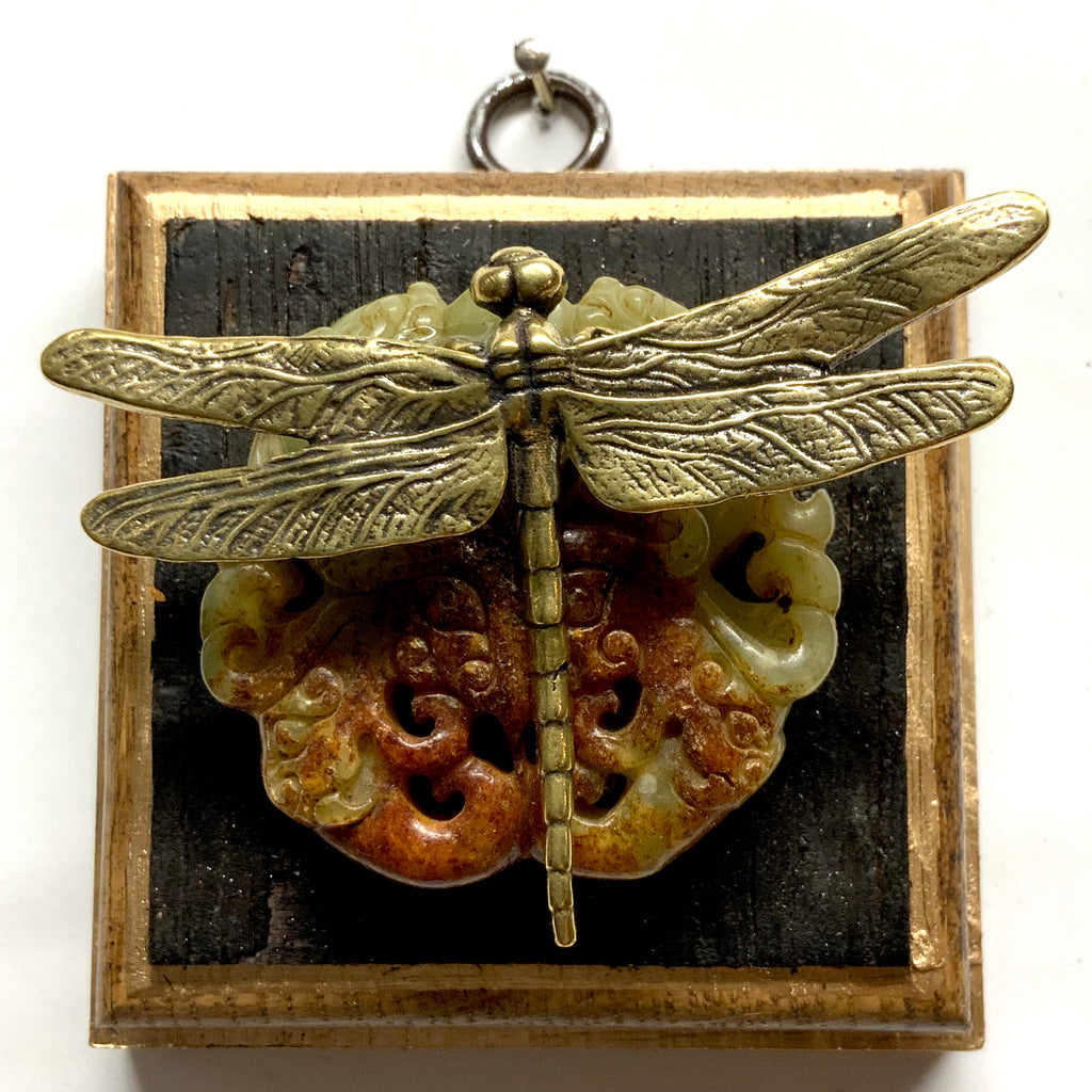 Bourbon Barrel Frame with Dragonfly on Jade (3.25