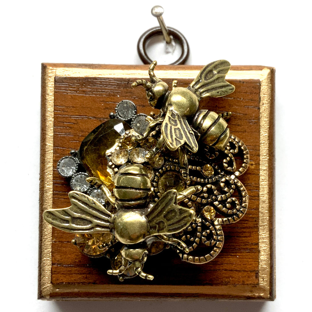 Wooden Frame with Bees on Brooch (2.5