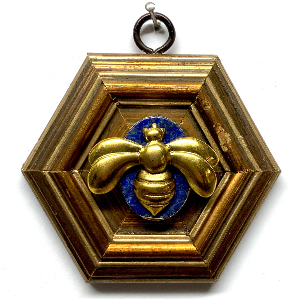 Gilt Frame with Deco Bee on Lapis (3.5