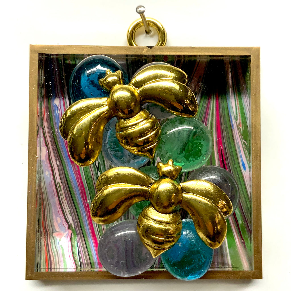 Acrylic Frame with Deco Bees on Glass Beads / Slight Imperfections (3