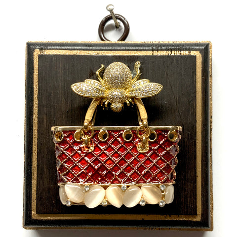 Wooden Frame with Sparkle Bee on Handbag (3.25