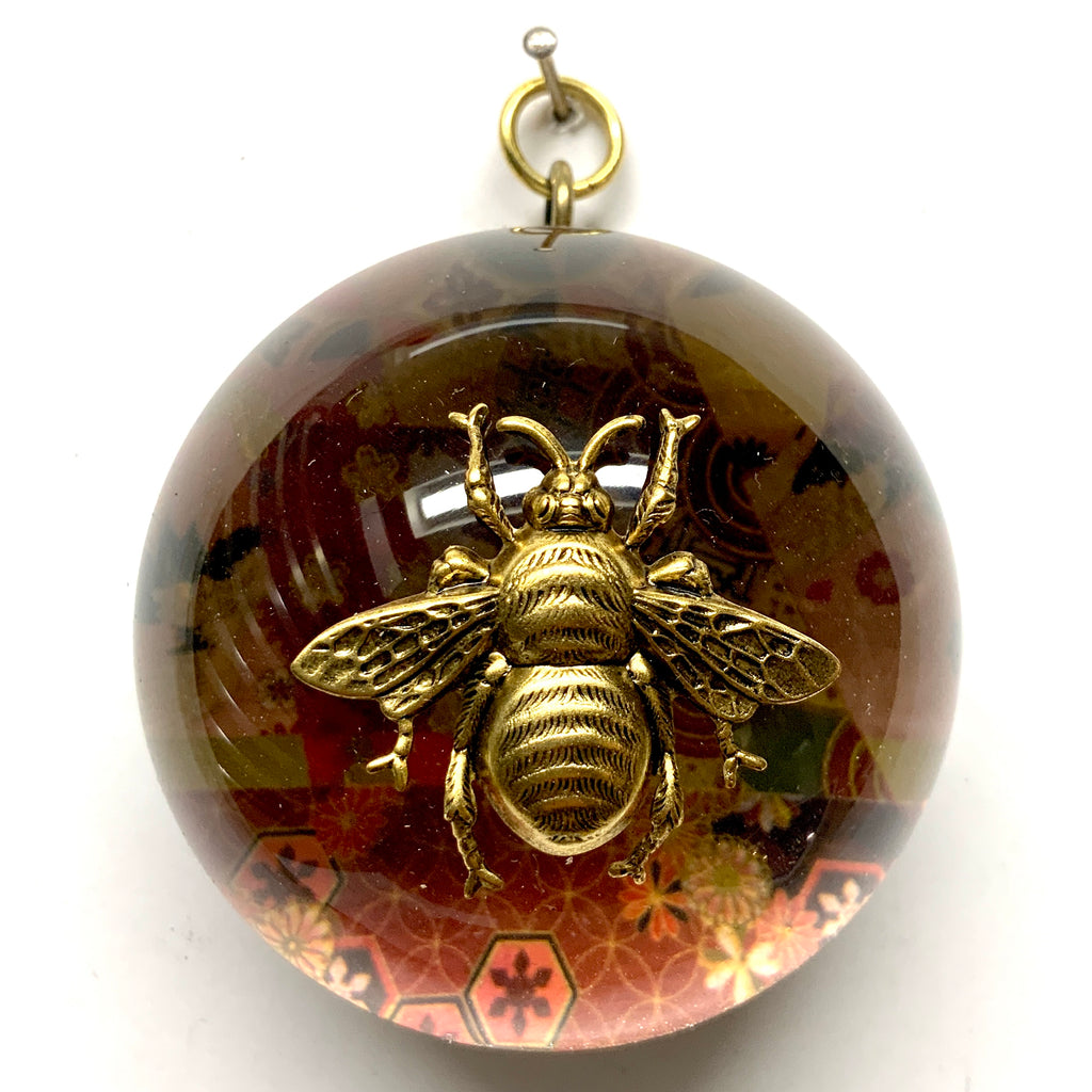 Acrylic Dome Frame with Grande Bee on Marbled Paper / Slight Imperfections (3