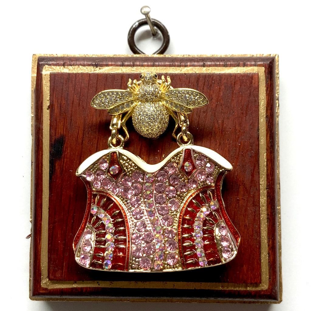 Painted Frame with Sparkle Bee on Handbag (3.25