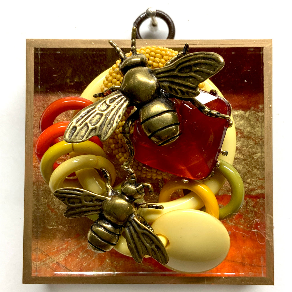 Acrylic Frame with Bees on Necklace / Slight Imperfections (3