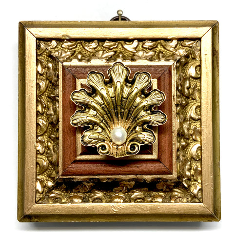 Gilt Frame with Pearl in Shell (4” wide)
