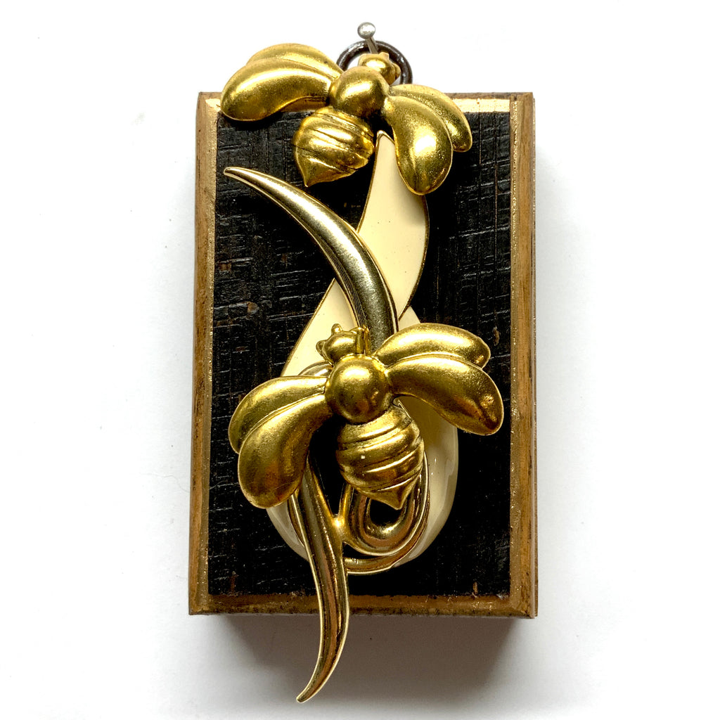 Bourbon Barrel Frame with Deco Bees on Brooch (2.5