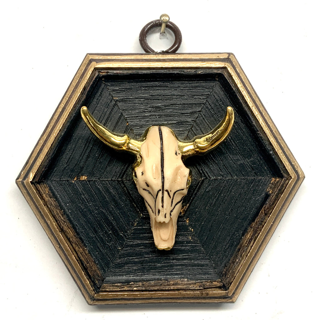 Painted Frame with Cow Skull (3.75” wide)