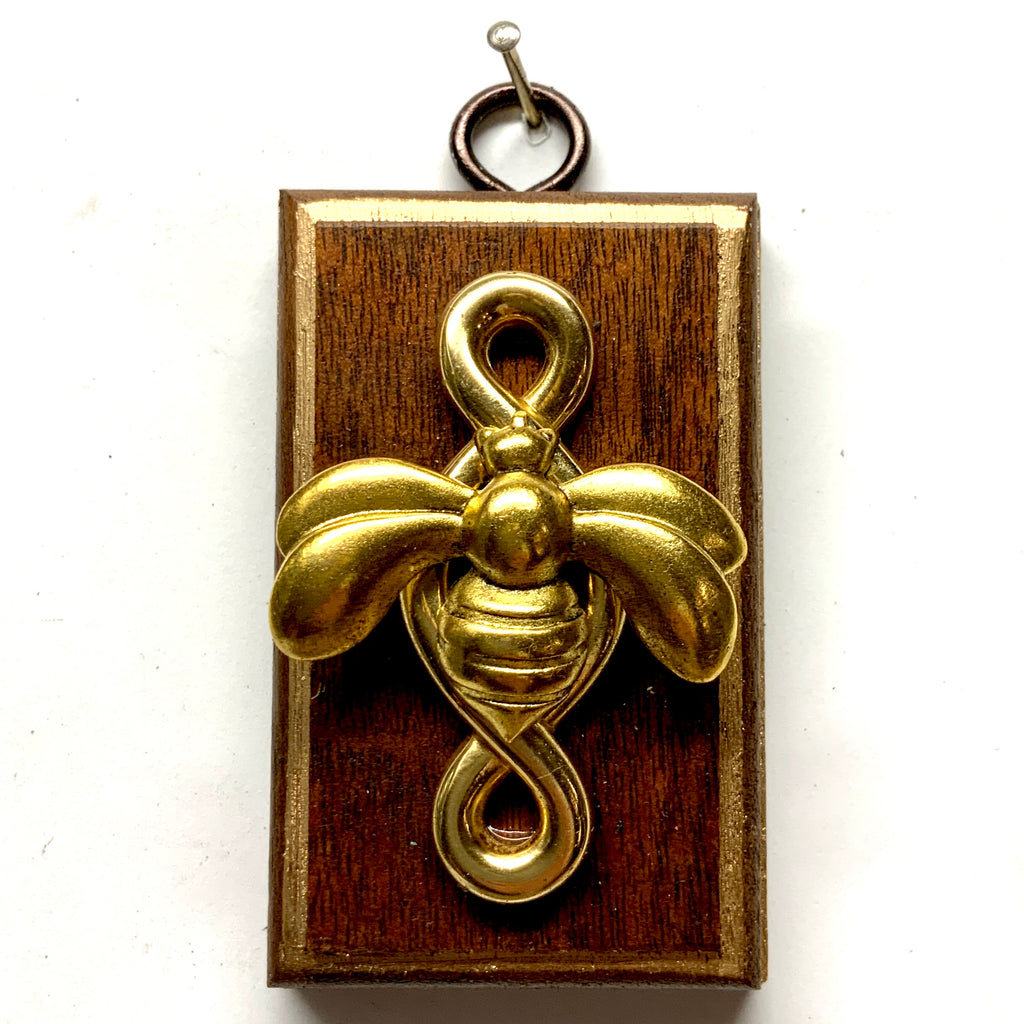 Wooden Frame with Deco Bee on Brooch (2