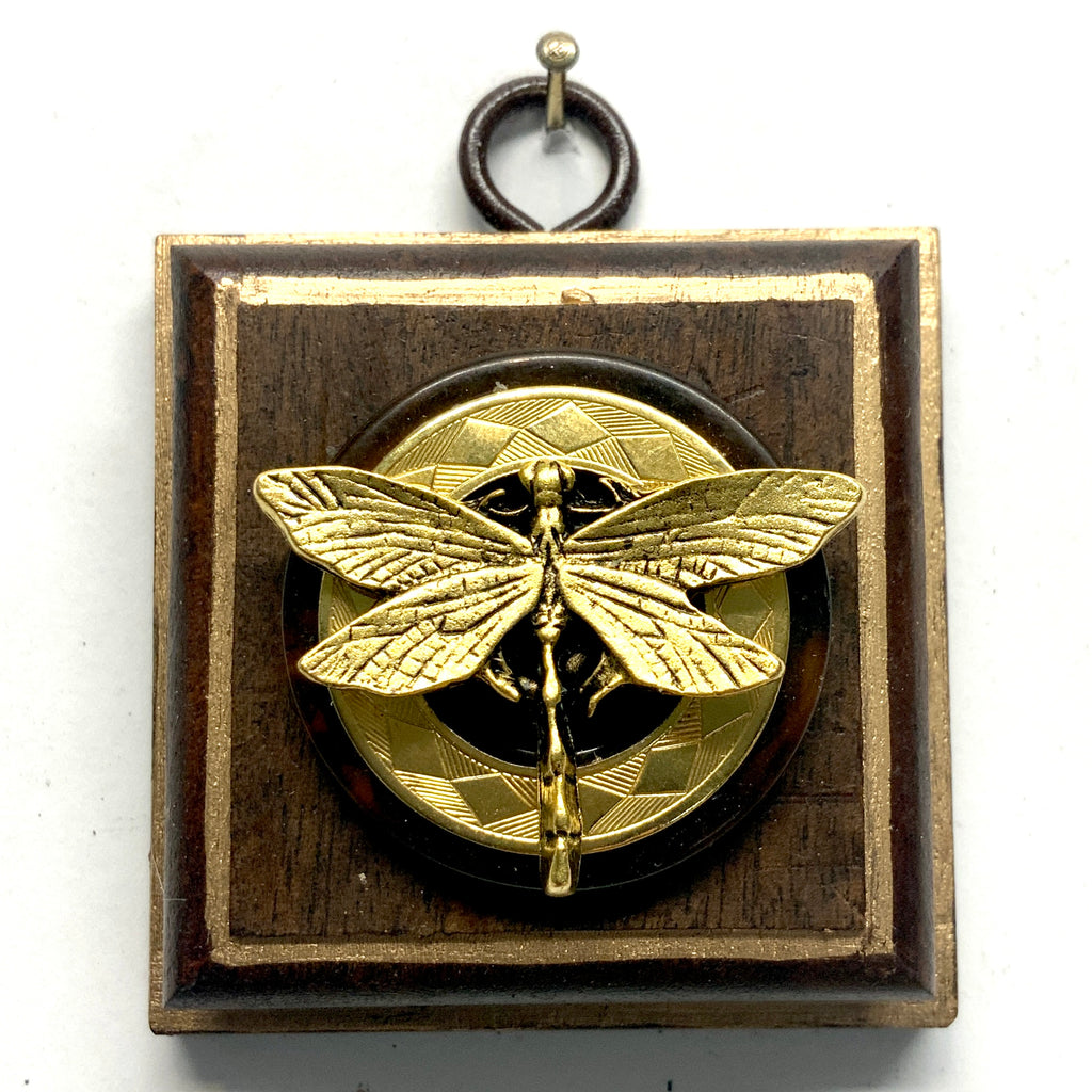 Mahogany Frame with Dragonfly on Brooch (2.25” wide)