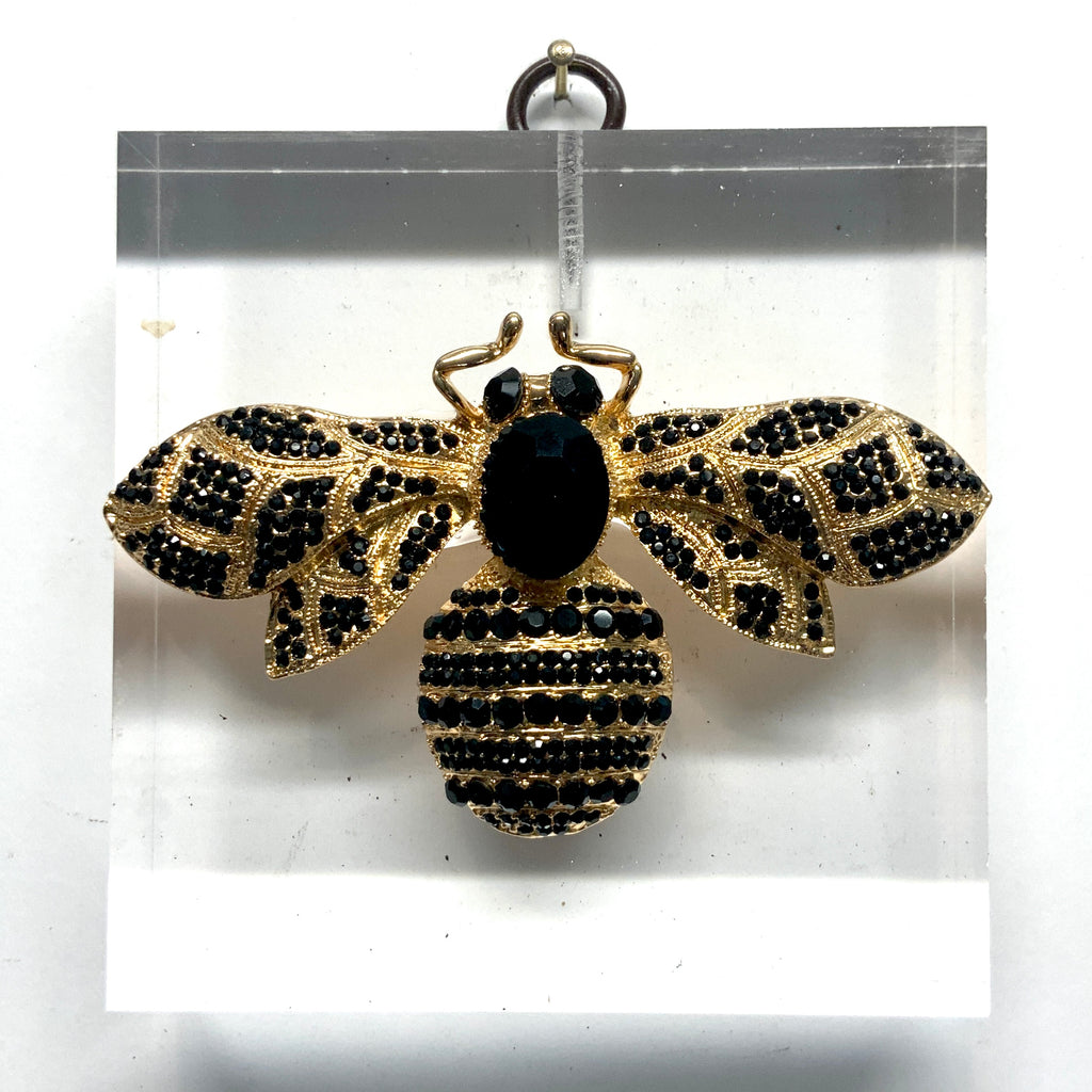 Lucite Acrylic Frame with Sparkle Bee / Slight Imperfections (3.75” wide)