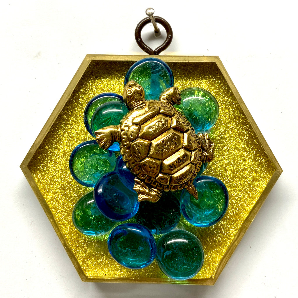 Acrylic Frame with Turtle on Glass Beads / Slight Imperfections (3.25