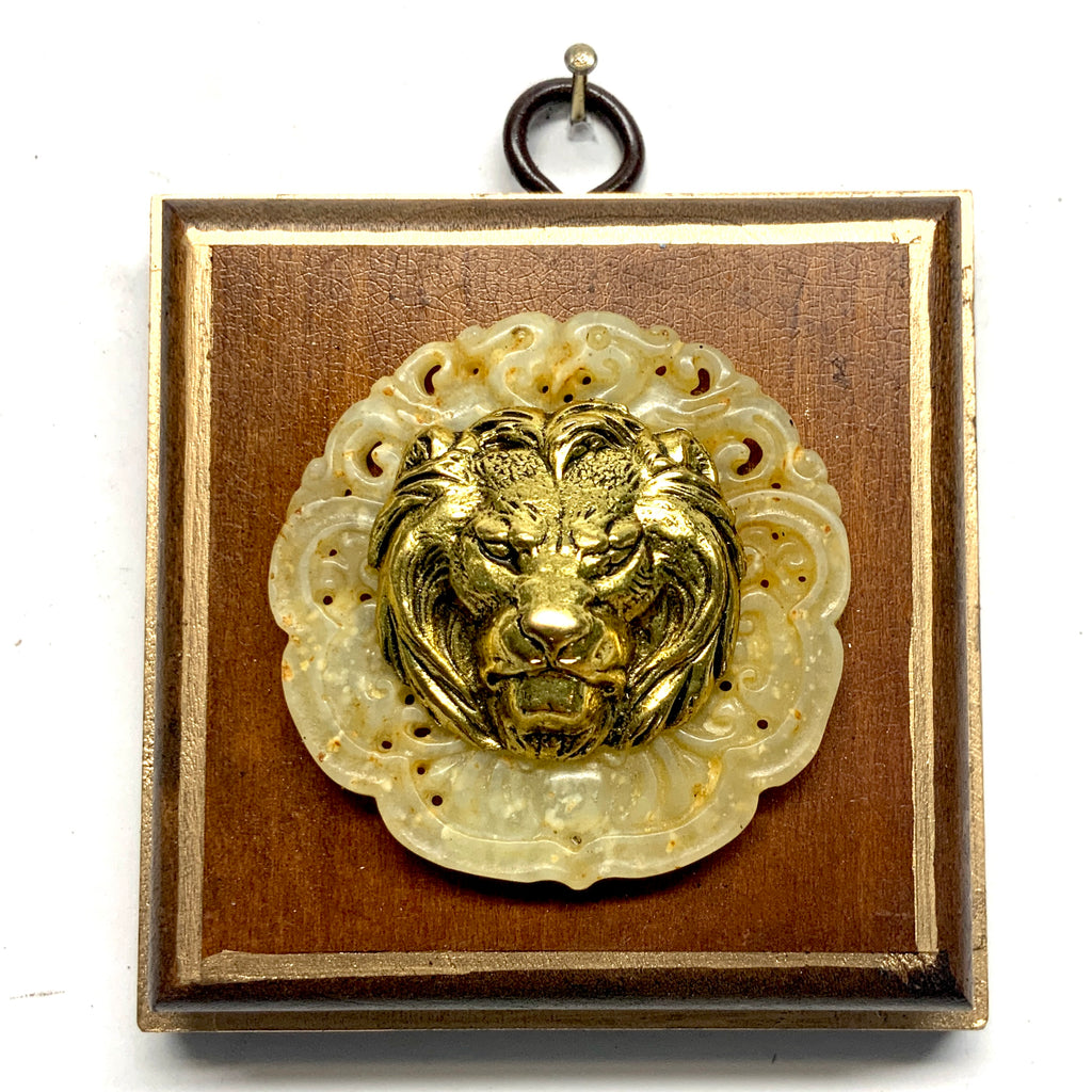 Mahogany Frame with Lion on Jade (3.25” wide)