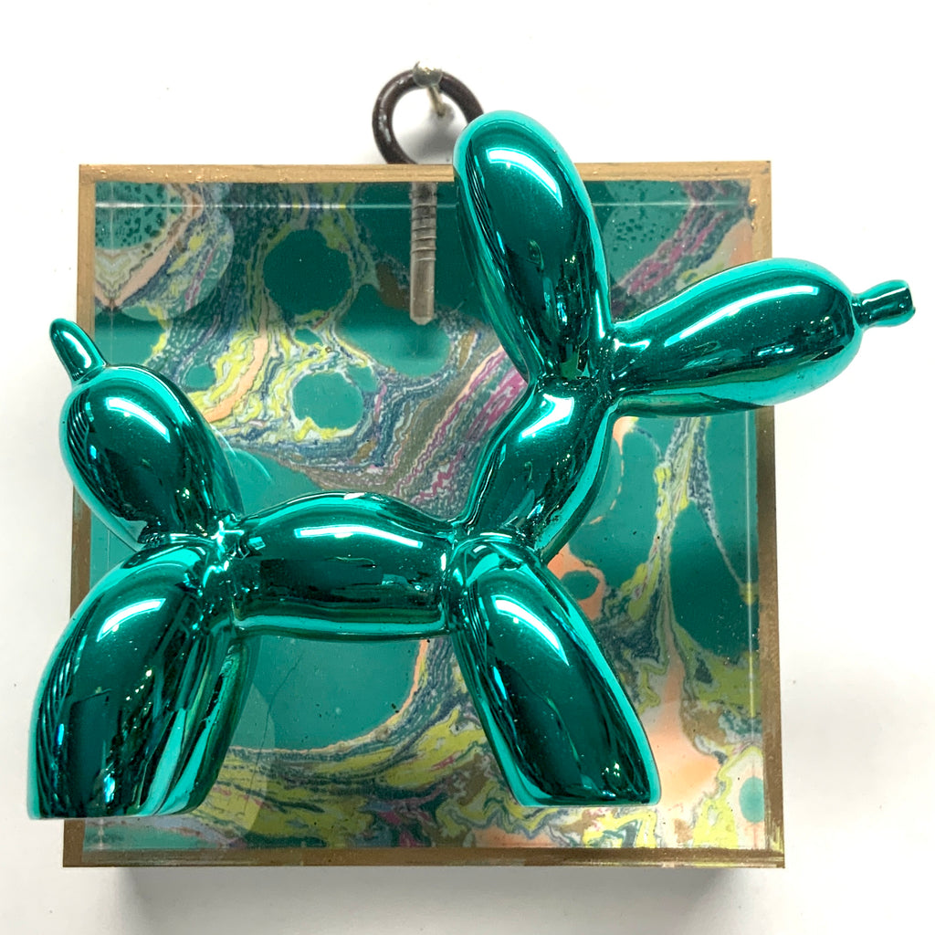 Acrylic Frame with Balloon Dog on Marbled Paper / Slight Imperfections (3