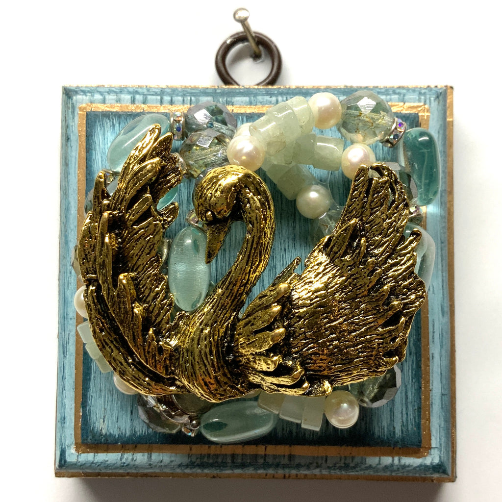 Painted Frame with Swan on Necklace (3.25