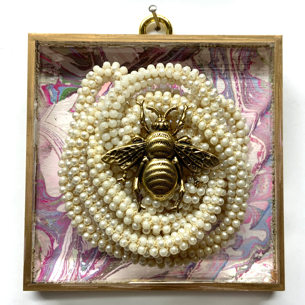 Acrylic Frame with Grande Bee on Pearls / Slight Imperfections (4