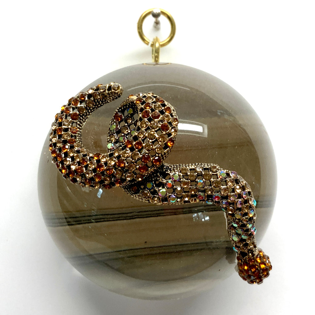 Acrylic Orb Frame with Snake on Marbled Paper / Slight Imperfections (3