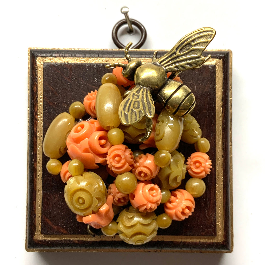 Wooden Frame with Bee on Necklace (3.25