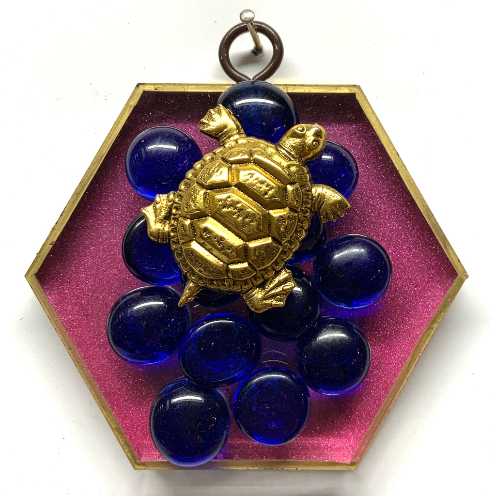 Acrylic Frame with Turtle on Glass Beads / Slight Imperfections (3.25