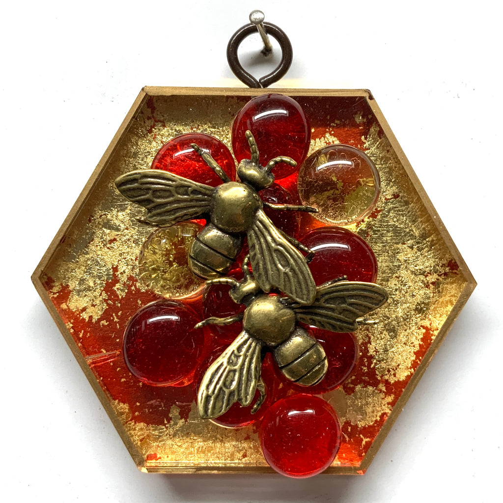 Acrylic Frame with Bees on Glass Beads / Slight Imperfections (3.25