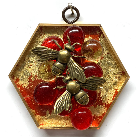 Acrylic Frame with Bees on Glass Beads / Slight Imperfections (3.25