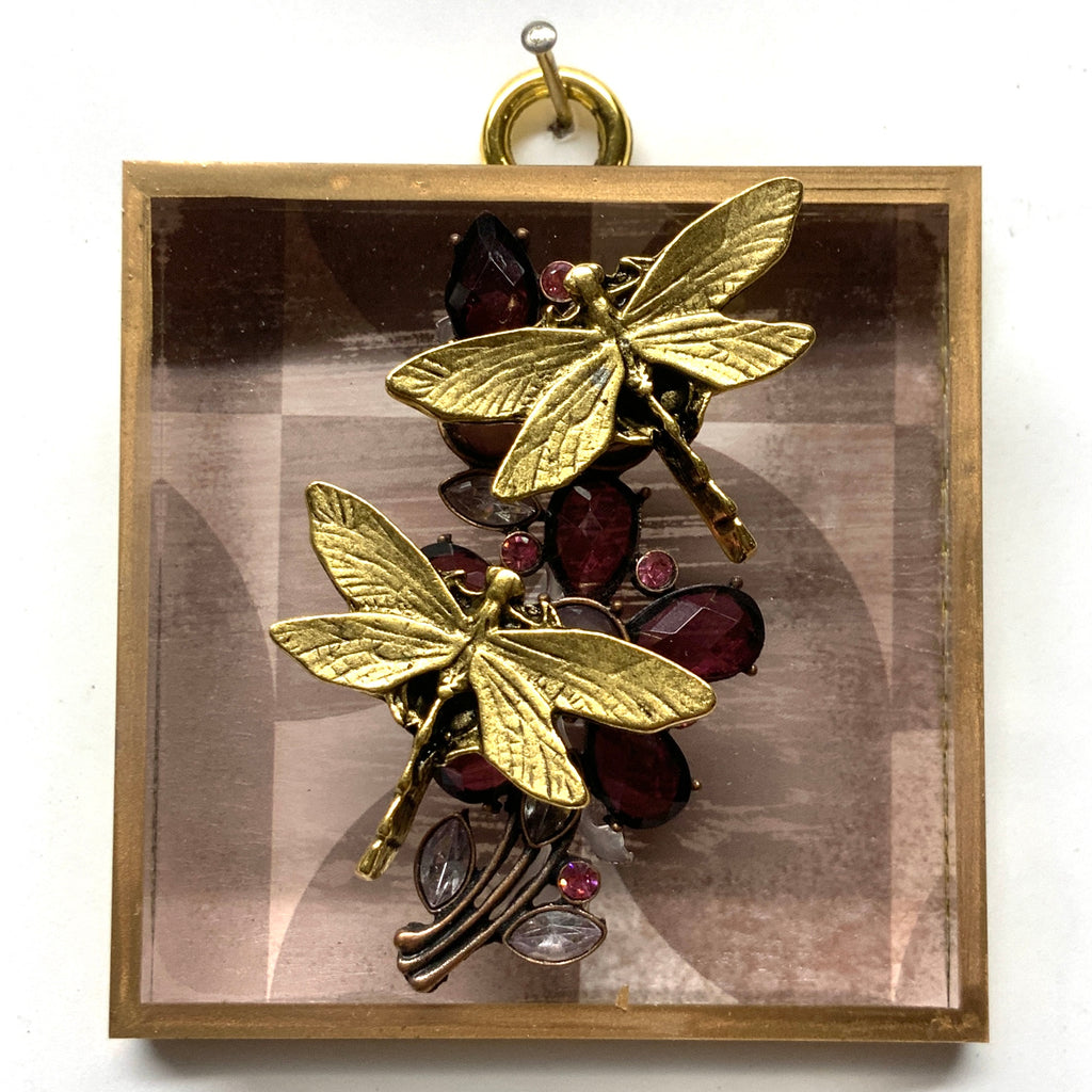Acrylic Frame with Dragonflies on Brooch / Slight Imperfections (3