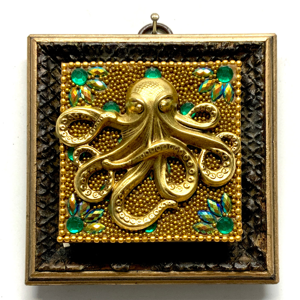 Wooden Frame with Octopus on Beaded Block (3.75
