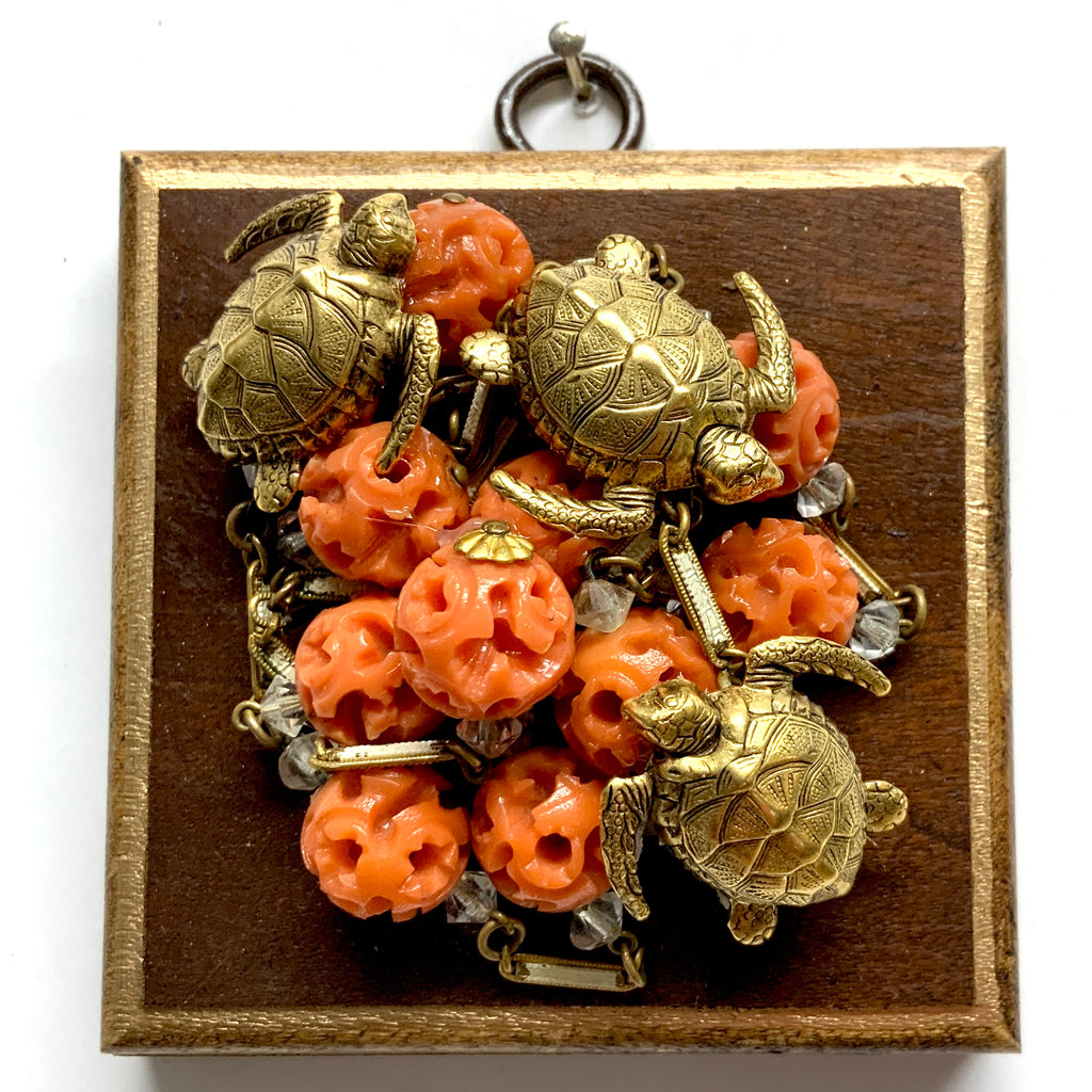 Wooden Frame with Turtles on Necklace (3.25