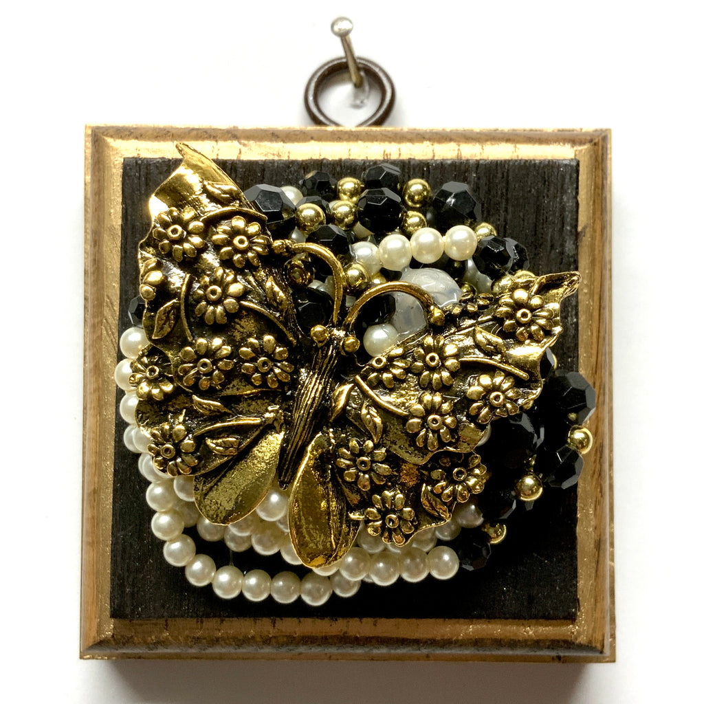 Bourbon Barrel Frame with Butterfly on Necklace (3.25