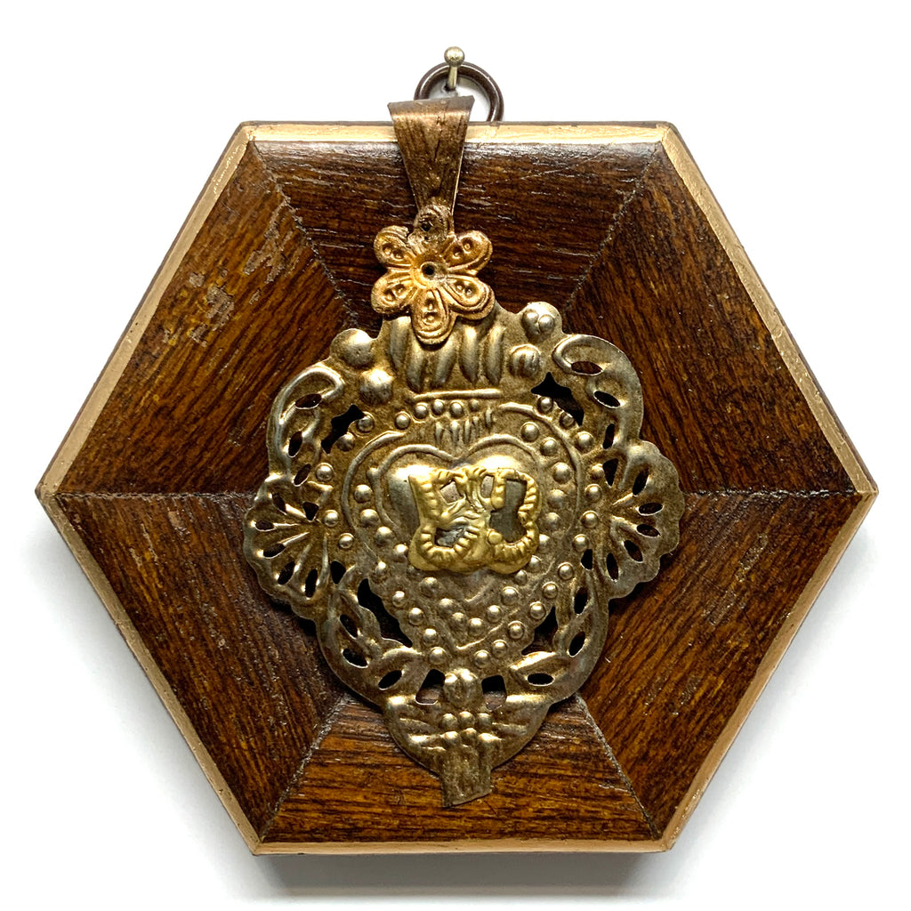 Wooden Frame with Sacred Heart (5.25” wide)