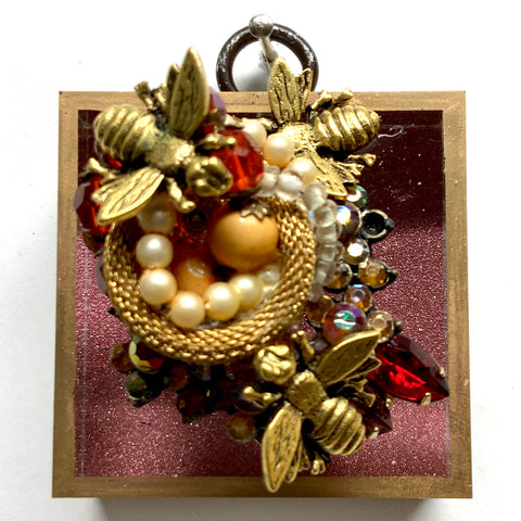 Acrylic Frame with Napoleonic Bees on Brooch / Slight Imperfections (2