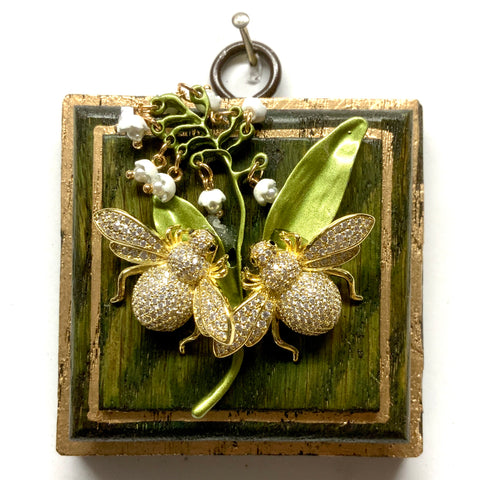 Painted Frame with Sparkle Bees on Lily of the Valley (2.75