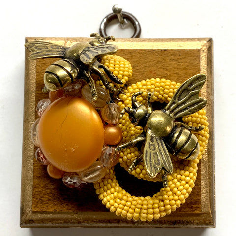 Wooden Frame with Bees on Brooch (2.5