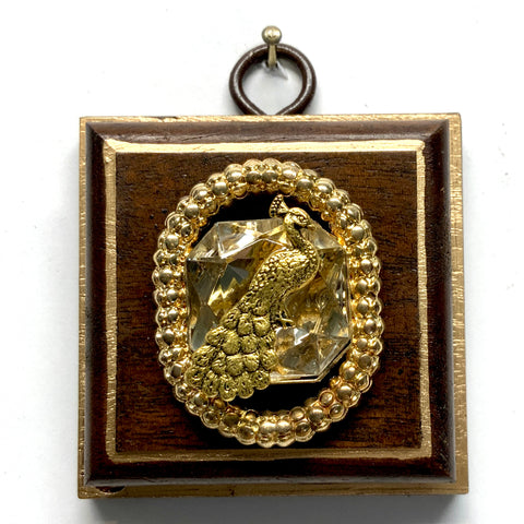 Mahogany Frame with Peacock on Brooch (2.25” wide)