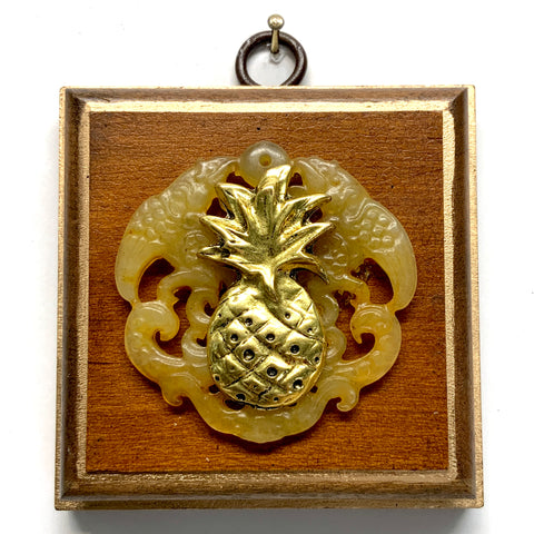 Mahogany Frame with Pineapple on Jade (3.25” wide)
